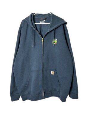 Carhartt Hoodie Mens 2XL Blue Full Zip Fleece Sweatshirt sanrio keroppi